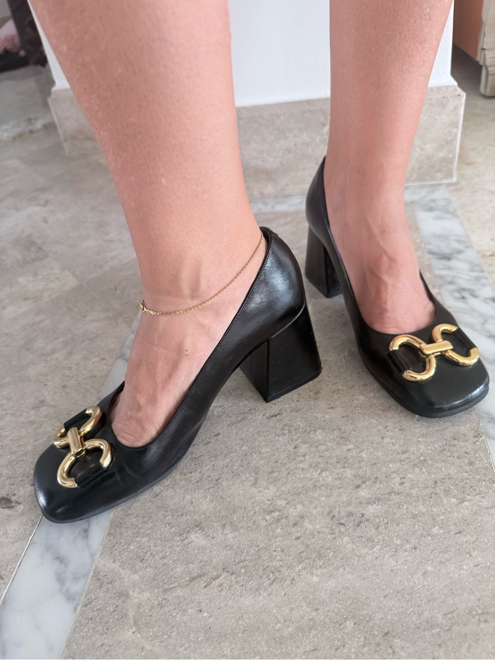 Jonak Paris black leather horsebit pumps